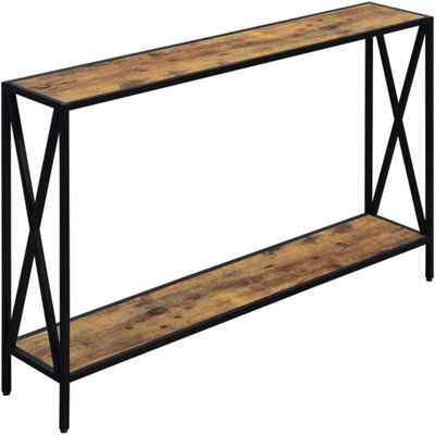 Dining Table And Chairs Set 2 Rust Brown Industrial Space Saving - image 1