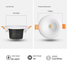 Led Ceiling Spotlights Set Of 2 5W Cool White 6000K Ultra Slim Adjustable Fire Rated Downlights - thumbnail 3