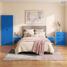 Afn Home Delvito 4 Piece Bedroom Set,  2 Door Wardrobe, 5 Drawer Chest & 2 Bedside Cabinets, Blue/white - thumbnail 8
