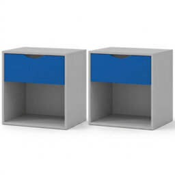 Afn Home Delvito 4 Piece Bedroom Set,  2 Door Wardrobe, 5 Drawer Chest & 2 Bedside Cabinets, Blue/white - thumbnail 5