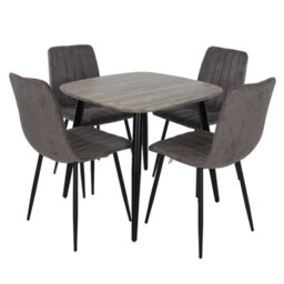 Core Products Aspen Grey Oak Effect 80Cm Square Dining Table With 4  Grey Fabric Straight Stitch Design Chairs - thumbnail 2