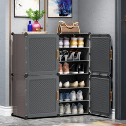 Darphe Six-Layer Large-Capacity Double-Row Folding Shoe Cabinet With Doors For Home Use 85Cm W X 32Cm D X 95M H - thumbnail 2