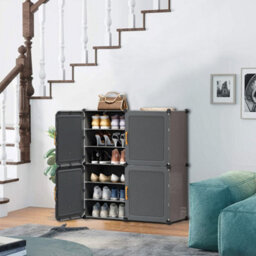 Darphe Six-Layer Large-Capacity Double-Row Folding Shoe Cabinet With Doors For Home Use 85Cm W X 32Cm D X 95M H - thumbnail 1