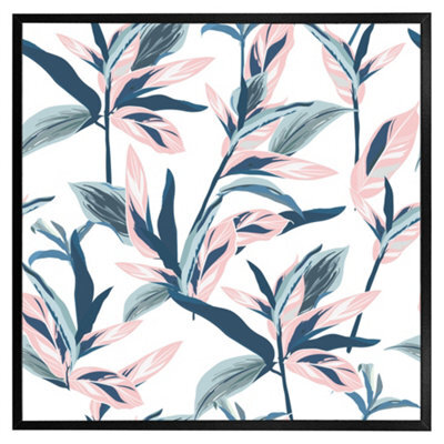 "Andrew Lee Winter Pink & Blue Flowers (Picutre Frame) / 12X12"" / Oak" - image 1