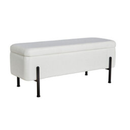 Home Source Plush White Boucle Storage Ottoman - thumbnail 8