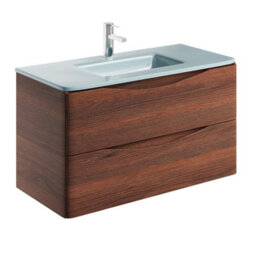 Plum&clay Eden Redwood Wall Hung Vanity Unit With White Glass Basin (W)900mm