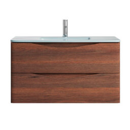 Plum&clay Eden Redwood Wall Hung Vanity Unit With White Glass Basin (W)900mm - thumbnail 2