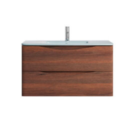 Plum&clay Eden Redwood Wall Hung Vanity Unit With White Glass Basin (W)900mm - thumbnail 5