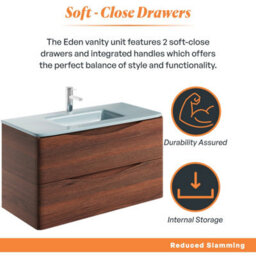Plum&clay Eden Redwood Wall Hung Vanity Unit With White Glass Basin (W)900mm - thumbnail 6