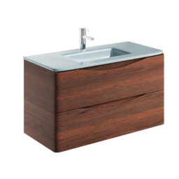 Plum&clay Eden Redwood Wall Hung Vanity Unit With White Glass Basin (W)900mm - thumbnail 4