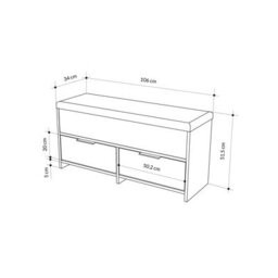 Decortie Modern Cove Shoe Storage With Fabric Bench 2-Tier Cabinet Hallway Entryway Storage Dark Oak Effect 106X34X50Cm - thumbnail 3