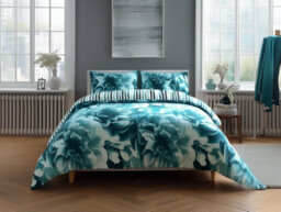 Duvet Cover And Pillowcase Set Reversible Rose And Stripe Design Polycotton Bed Linen Teal