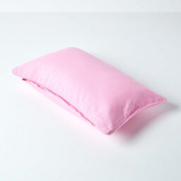 Homescapes Cotton Plain Pink Rectangular Cushion Cover, 30 X 50 Cm - thumbnail 3