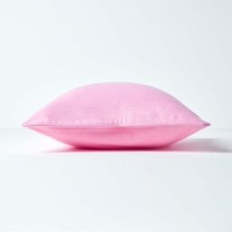 Homescapes Cotton Plain Pink Rectangular Cushion Cover, 30 X 50 Cm - thumbnail 2