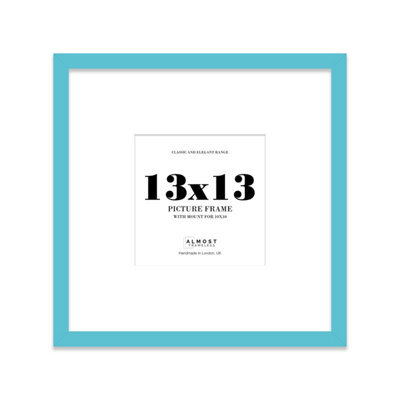 "13X13"" Turquoise Picture Frame - 13X13"" Square Frame With 10X10"" Mount For 13X13""/10X10"" Pictures Moderrn Style Thin Edge, 1 Pack" - image 1