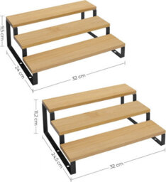 Songmics Dual Cabinet Organizer Shelf, Triple-Level Expandable Spice Storage System, Natural Beige And Ink Black - thumbnail 2