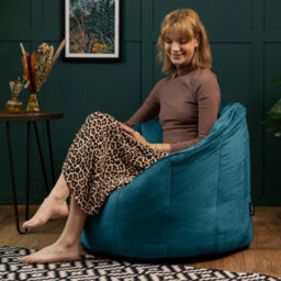 icon Sirena Scallop Chair Bean Bag Teal Green Velvet Bean Bags - thumbnail 2