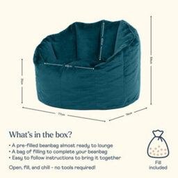 icon Sirena Scallop Chair Bean Bag Teal Green Velvet Bean Bags - thumbnail 6