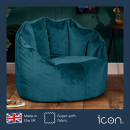 icon Sirena Scallop Chair Bean Bag Teal Green Velvet Bean Bags - thumbnail 5