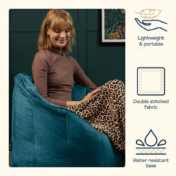 icon Sirena Scallop Chair Bean Bag Teal Green Velvet Bean Bags - thumbnail 4