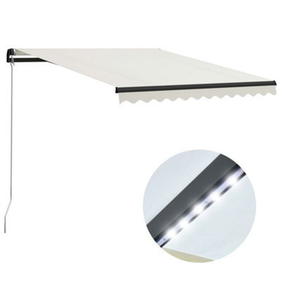 Berkfield Manual Retractable Awning With Led 300X250 Cm Cream - image 1