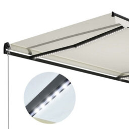 Berkfield Manual Retractable Awning With Led 300X250 Cm Cream - thumbnail 5