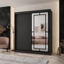 Arten Modena 180Cm Black Mirrored Sliding Wardrobe With Bold, Streamlined Storage
