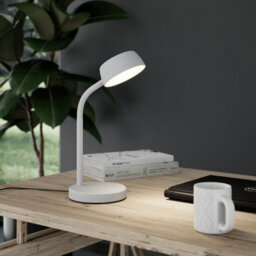 GoodHome Auklet Round Matt Grey Integrated Led Table Lamp