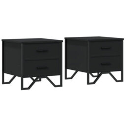 Berkfield Bedside Cabinets 2 Pcs Black 40X41X40 Cm Engineered Wood - thumbnail 2