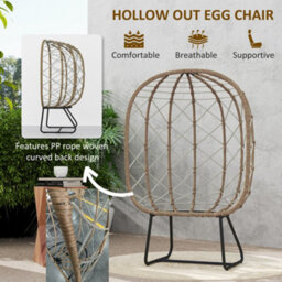 Outsunny Rattan Garden Egg Chair With Thickened Cushion, Headrest, Brown - thumbnail 5