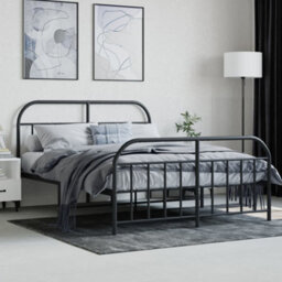Berkfield Metal Bed Frame With Headboard And Footboard Black 140X200 Cm - thumbnail 3