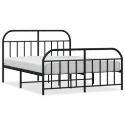 Berkfield Metal Bed Frame With Headboard And Footboard Black 140X200 Cm - thumbnail 2