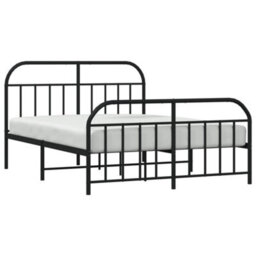 Berkfield Metal Bed Frame With Headboard And Footboard Black 140X200 Cm - thumbnail 4