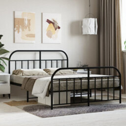 Berkfield Metal Bed Frame With Headboard And Footboard Black 140X200 Cm - thumbnail 1