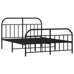 Berkfield Metal Bed Frame With Headboard And Footboard Black 140X200 Cm - thumbnail 5