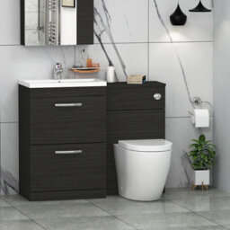 Royal Bathrooms 1100mm Hale Black 2 Drawer Furniture Pack With Mid Edge Basin & Elva Back To Wall Toilet