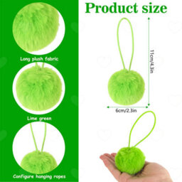 Amorly 12Pcs Lime Green Furry Christmas Bauble Ornaments, Faux Fur Pom Pom Balls, Stylish Hanging Decor For Xmas Tree Displays - thumbnail 2