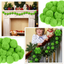 Amorly 12Pcs Lime Green Furry Christmas Bauble Ornaments, Faux Fur Pom Pom Balls, Stylish Hanging Decor For Xmas Tree Displays - thumbnail 7