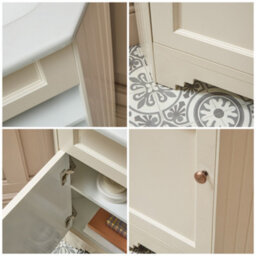 Homestylestore Antique White 580mm Corner Bathroom Vanity Unit And Round Oil Rubbed Bronze Handles - thumbnail 2