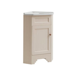 Homestylestore Antique White 580mm Corner Bathroom Vanity Unit And Round Oil Rubbed Bronze Handles - thumbnail 1