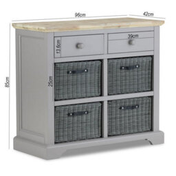 Statement Furniture Florence Sideboard With 2 Drawers And Removable Storage Baskets - Dove Grey - thumbnail 6