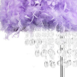 Happy Homewares Modern Chandelier Style Lilac Feather Floor Lamp With Waterfall Drops - thumbnail 3