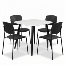Core Products Aspen White 80Cm Square Table And 4 Academy Black Moulded Plastic Chairs - thumbnail 2