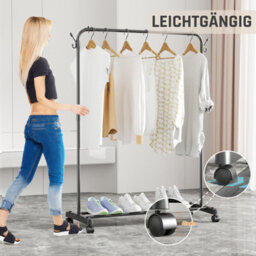 Clothes Rail Rack Heavy Duty Garment Hanging Display Stand Steel Clothes Shelf - thumbnail 4
