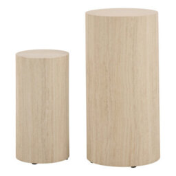 Furniture To Go Dice Round Pedestal Set Of 2 In Travertine Rough Paper - thumbnail 2