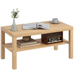 Homcom Coffee Table With Storage Shelf, Rectangular Centre Table, Natural - thumbnail 2