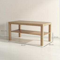 Homcom Coffee Table With Storage Shelf, Rectangular Centre Table, Natural - thumbnail 3