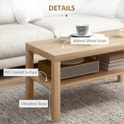 Homcom Coffee Table With Storage Shelf, Rectangular Centre Table, Natural - thumbnail 6