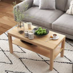 Homcom Coffee Table With Storage Shelf, Rectangular Centre Table, Natural - thumbnail 7