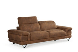 Faux Leather Suede Brown 3 Seater Sofa Chicago - thumbnail 1